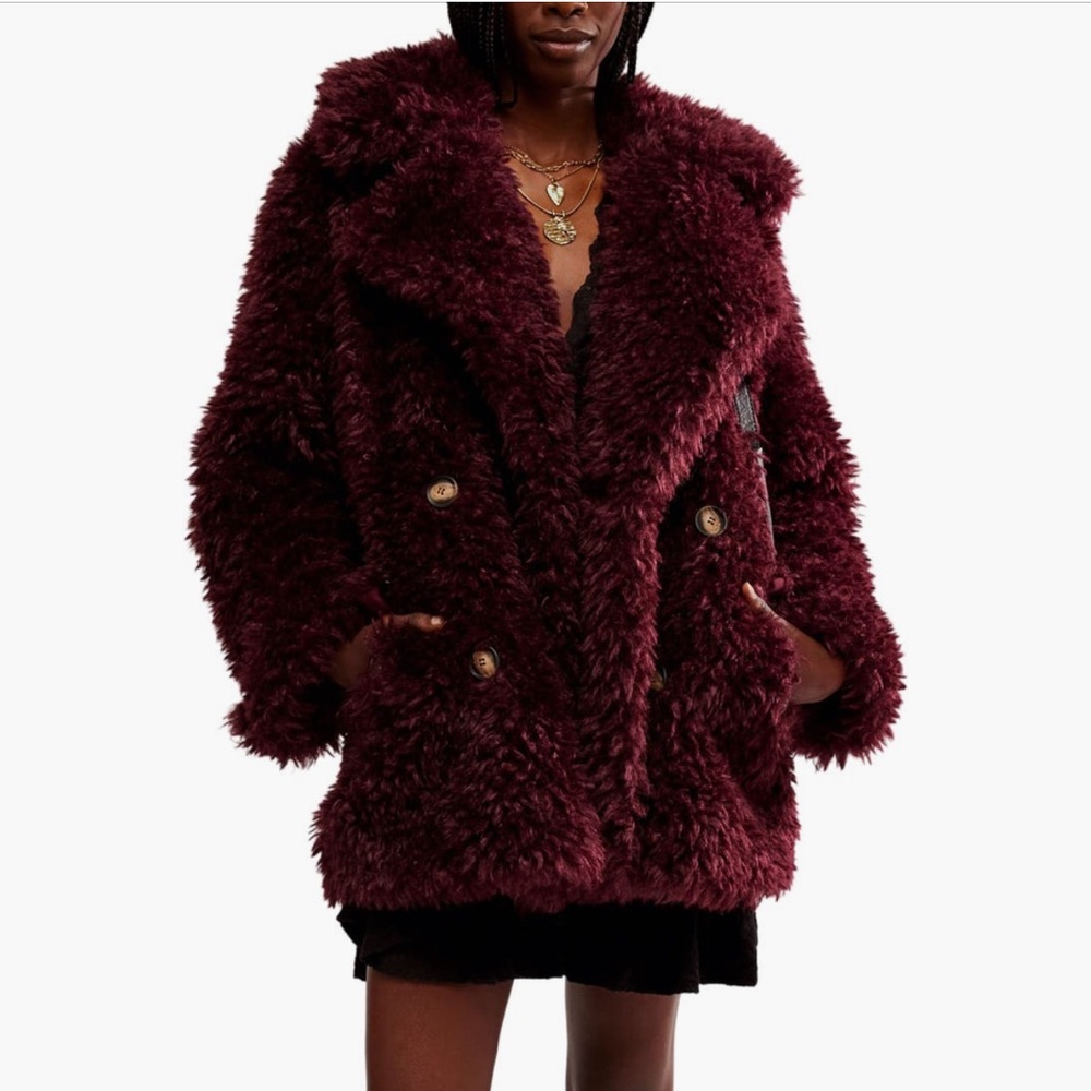 Free People Sophie Faux Fur Peacoat